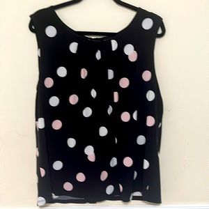 Calvin Klein 2x Black Pink and White Polka Dot blouse